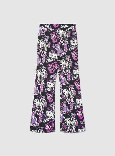 Leggings lunghi a zampa con stampa
