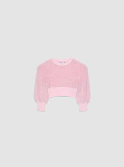 Maglia crop effetto pelo a tinta unita