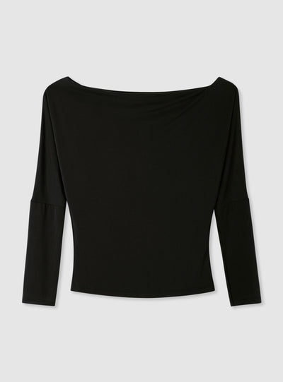 T-shirt con scollo barca e maniche lunghe