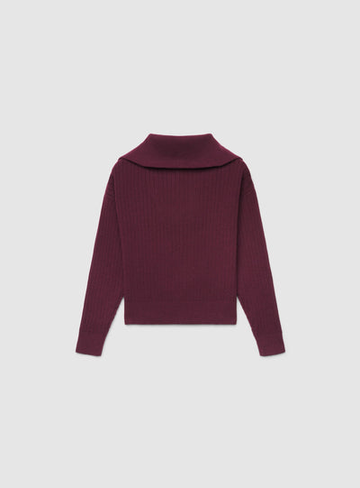 Maglia a coste con zip al collo