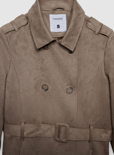 Mid-length trench coat with belt