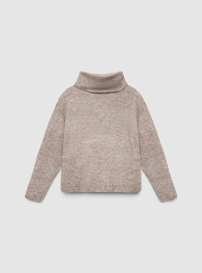 Bluza e shkurtër me qafë të lartë në ngjyrë të njëtrajtshme
