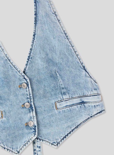 Gilet halterneck in denim