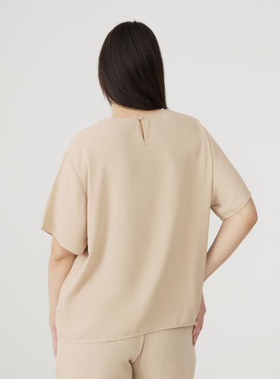 Plain short-sleeve blouse