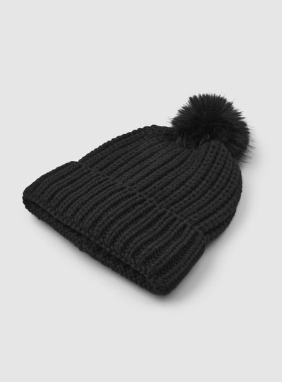 Cappellino beanie con pon pon a tinta unita
