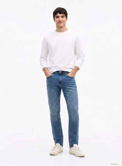 Jeans regular a tinta unita