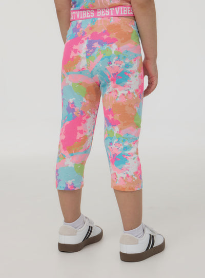 Three-quarter tie-dye leggings