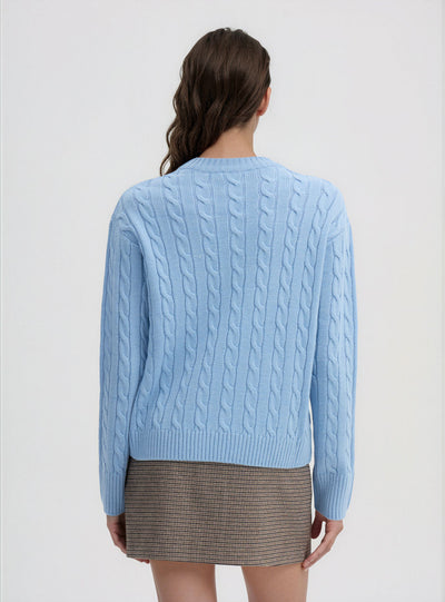 Maglia a trecce girocollo