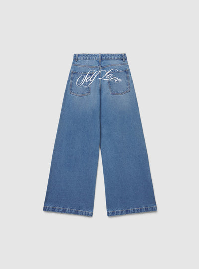 Jeans baggy a vita bassa con ricamo