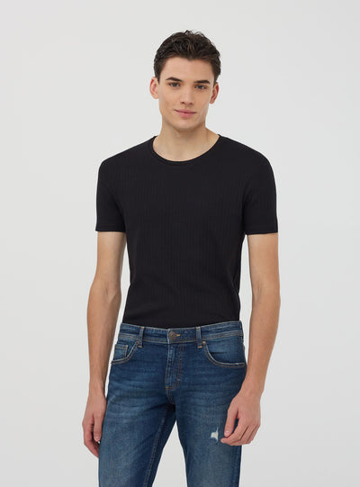 T-shirt a costina tinta unita