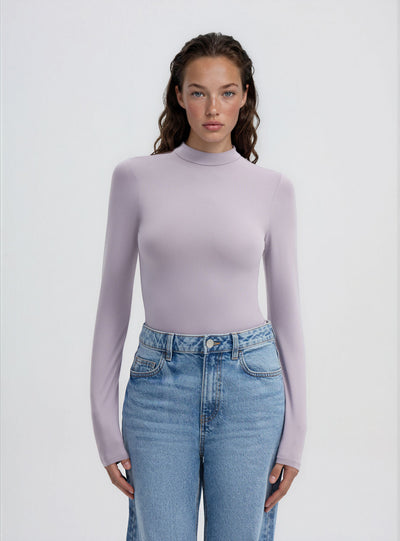 T-shirt crop a lupetto tinta unita