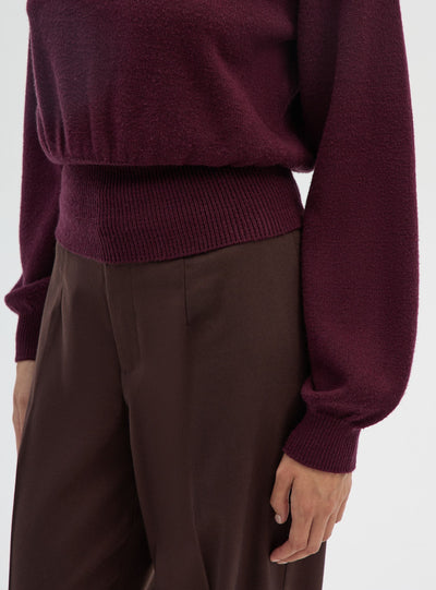 Einfarbiger Pullover mit Ballonärmeln