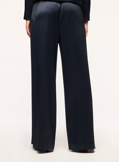 Pantaloni lunghi in satin con coulisse