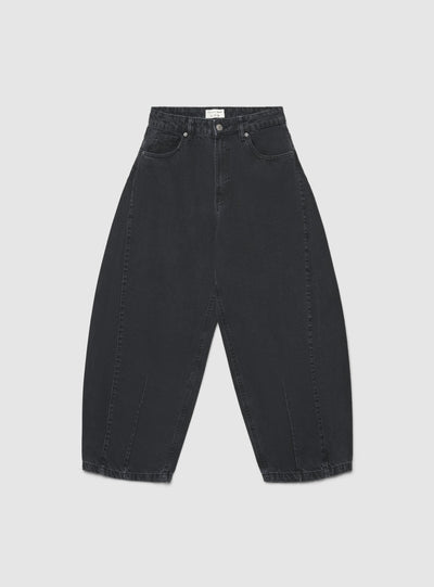 Jeans barrel a tinta unita