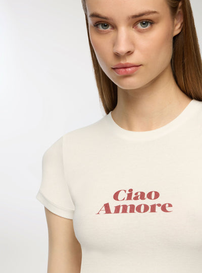 T-shirt slim fit con scritta