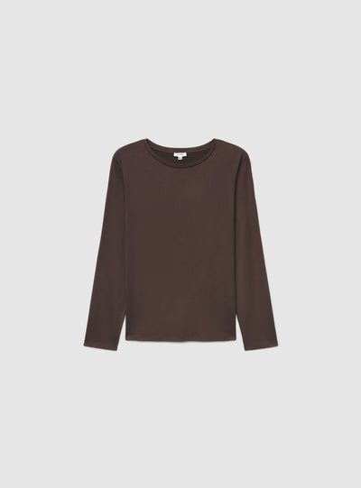 T-shirt manica lunga girocollo a tinta unita
