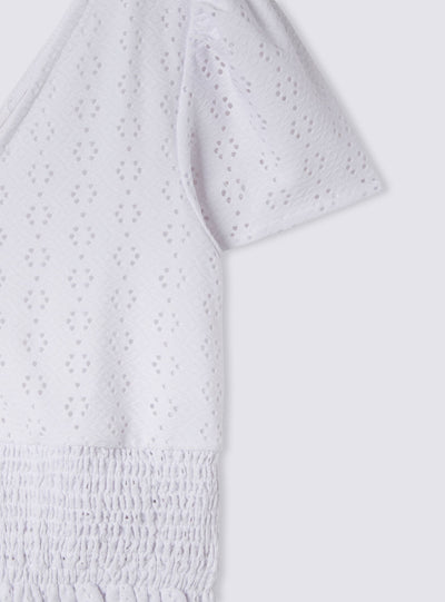 Blusa crop in sangallo