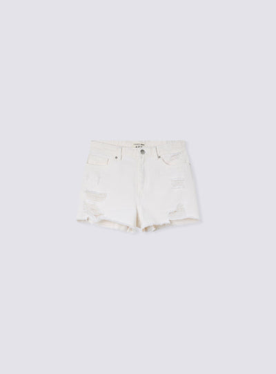 Shorts di jeans mom sfrangiati con strappi