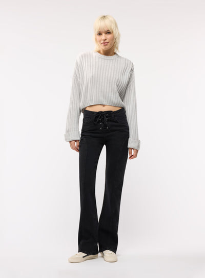 Maglia crop a coste larghe