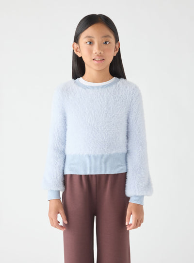 Maglia crop effetto pelo tinta unita