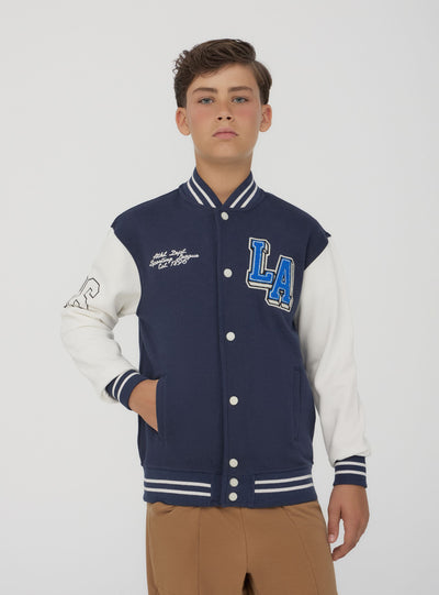 Giubbino bomber in felpa stile college