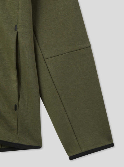 Felpa tecnica con cappuccio e zip in misto cotone pesante