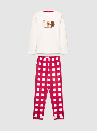 Long pajama set with animal print