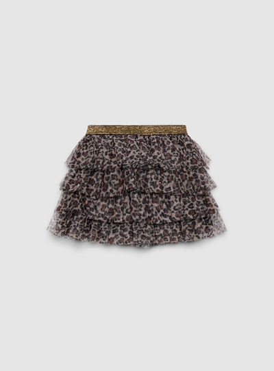 Gonna con balze e stampa animalier