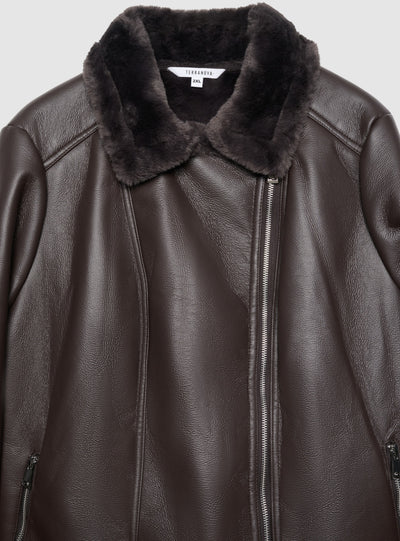 Giacca con collo effetto peluche e zip