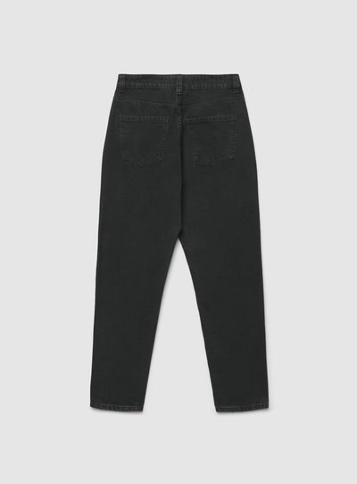 Jeans mom a vita alta tinta unita