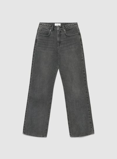 Jeans straight a vita alta tinta unita