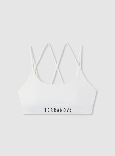 Bra top sportivo con spalline incrociate e logo