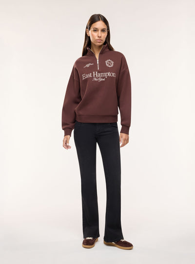 Felpa con mezza zip e ricamo college