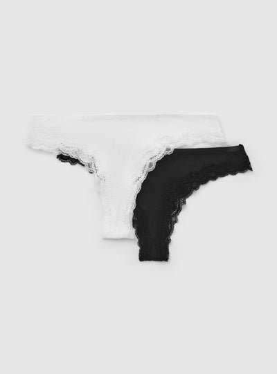 Pack 2 slip brasiliana con bordo in pizzo