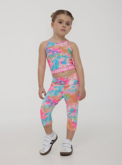 Three-quarter tie-dye leggings