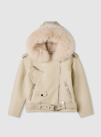 Biker jacket with hood