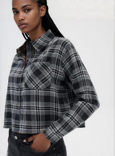 Camicia crop a quadri