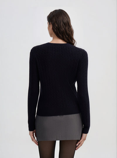Cable-knit cardigan with buttons
