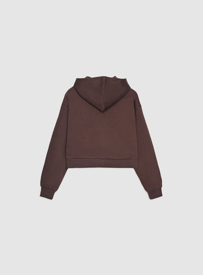 Felpa crop con zip e cappuccio