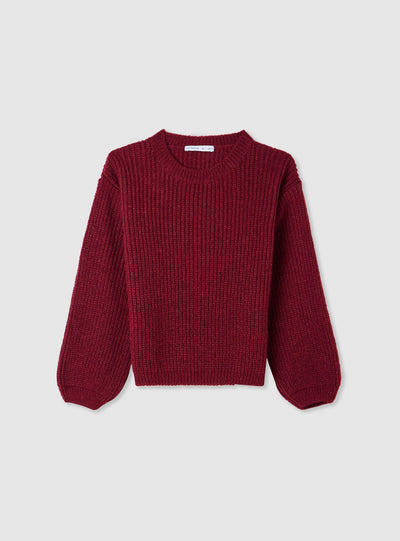 Maglia da bambina a costine girocollo