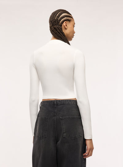 T-shirt crop a lupetto tinta unita