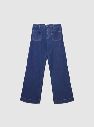 Jeans wide leg con tasche applicate