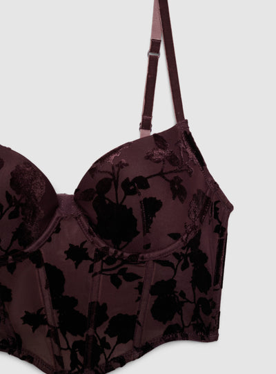 Corsetto effetto velluto con ricamo floreale