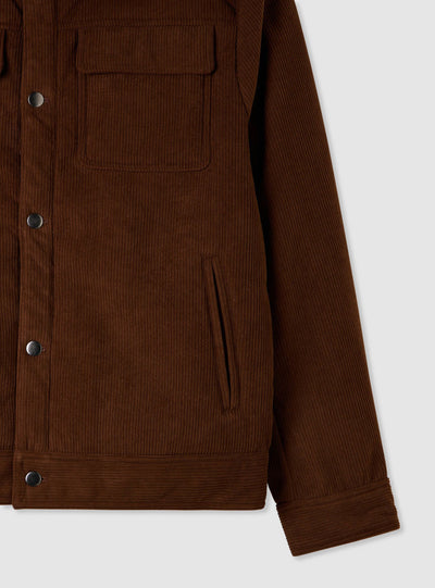 Corduroy jacket with shearling-effect collar