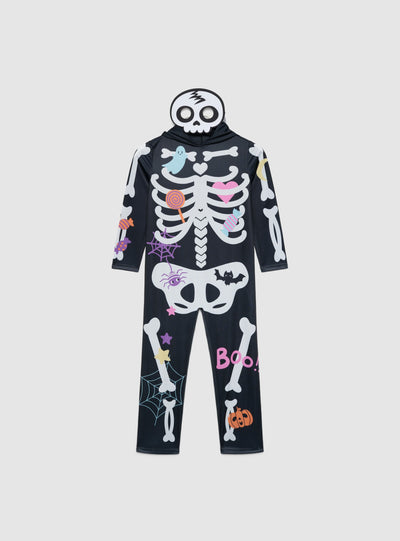 Costume Halloween con stampa scheletro e maschera