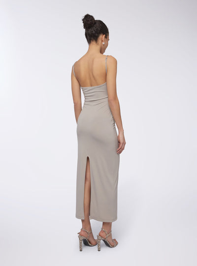 Robe longue avec décolleté en gouttière uni