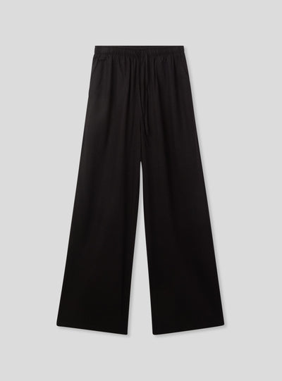 Pantaloni wide leg in misto lino con coulisse