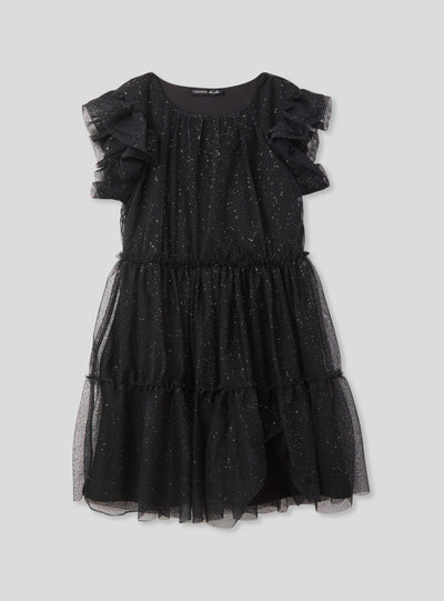 Vestito a balze in tulle glitterato