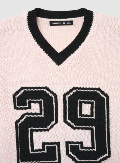 College-style jumper with V-neckline