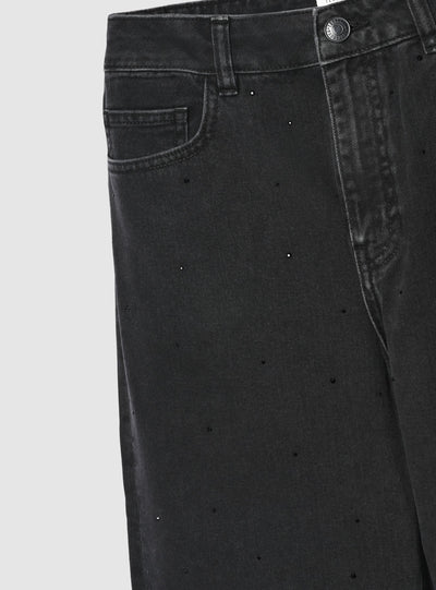 Jeans wide leg con strass